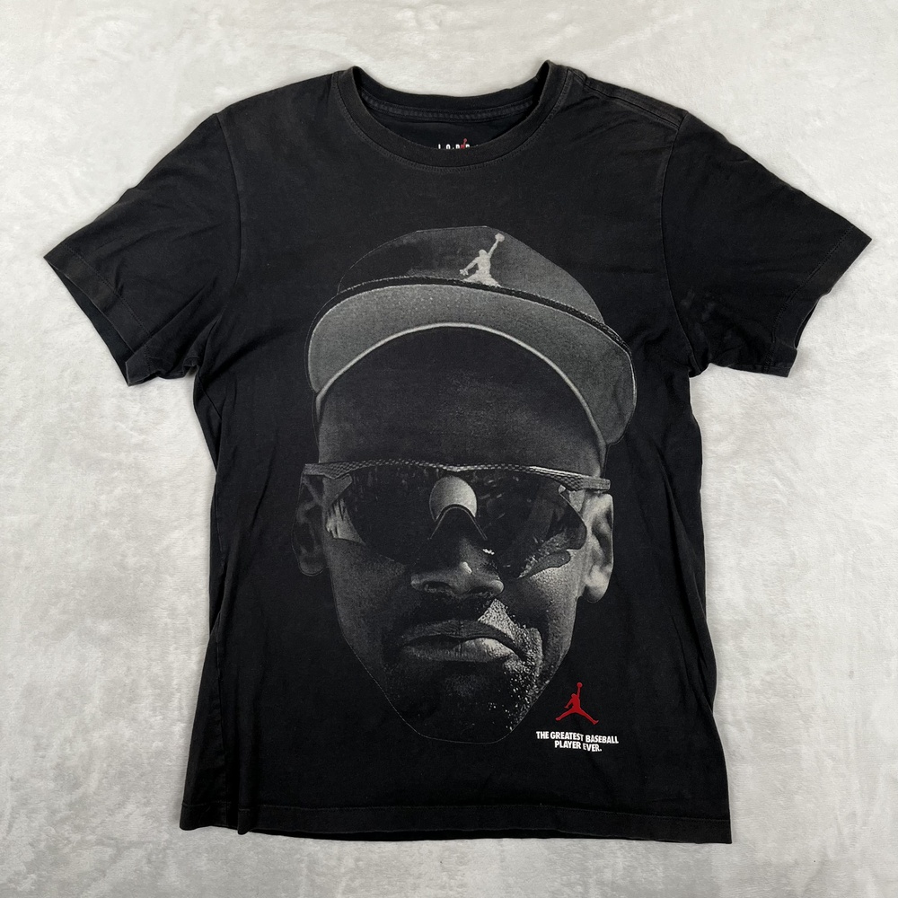 Jordan T-Shirt Mens Medium Black Greatest Baseball Player Funny Graphic Tee